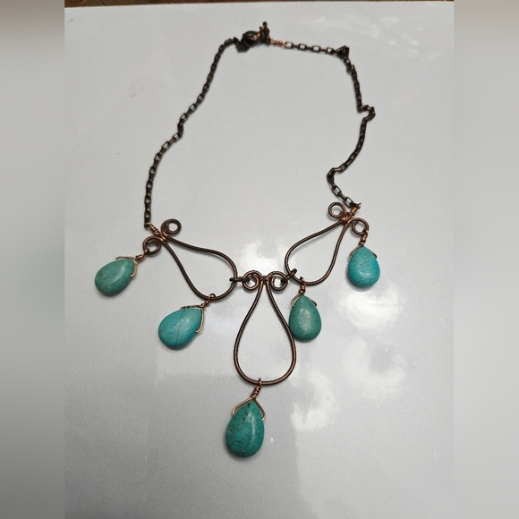 Jewelry - COPPER TURQUOISE STONES NECKLACE Native Southwestern